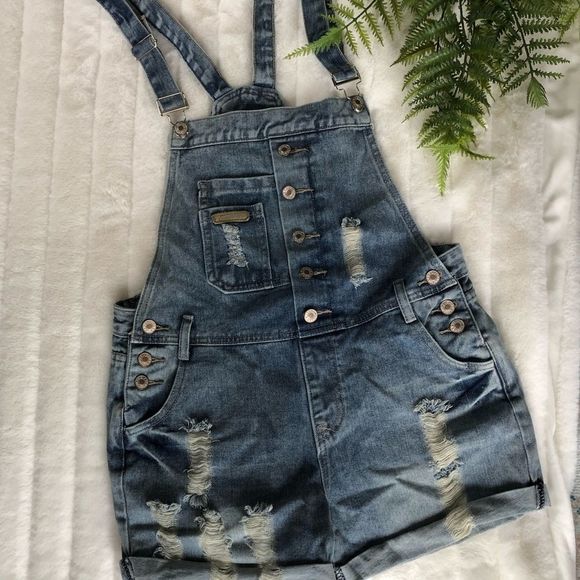 distressed overall shorts womens